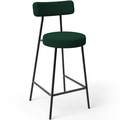 Kit 04 Banquetas Baixa Para Cozinha Sala De Jantar Bar Bancada Milão L02 Bouclê Verde - Lyam Decor