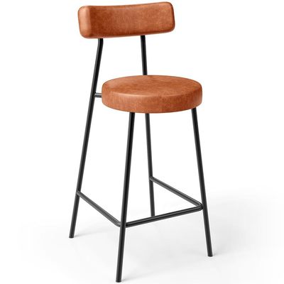 Kit 04 Banquetas Baixa Para Cozinha Sala De Jantar Bar Bancada Milão L02 Couríssimo Camel - Lyam Decor
