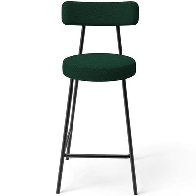 Kit 04 Banquetas Baixa Para Cozinha Sala De Jantar Bar Bancada Milão L02 Bouclê Verde - Lyam Decor