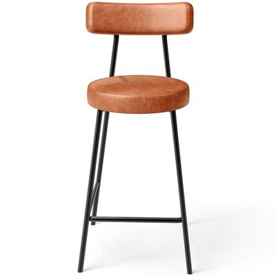 Kit 04 Banquetas Baixa Para Cozinha Sala De Jantar Bar Bancada Milão L02 Couríssimo Camel - Lyam Decor