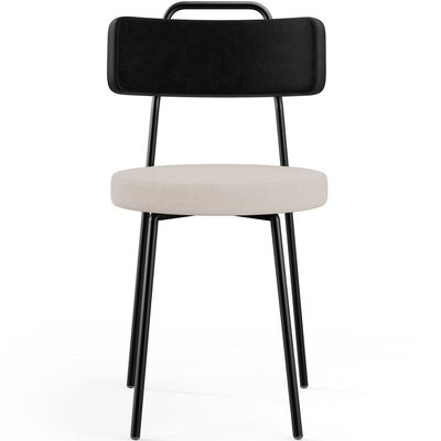 Kit 04 Cadeiras Decorativa Estofada Sala De Jantar Barcelona L02 Couríssimo Preto Linho Bege - Lyam
