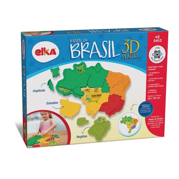 Quebra Cabeça 3D - Mapa do Brasil - Elka ELKA1109 Quebra Cabeça 3D - Mapa do Brasil - Elka ELKA1109