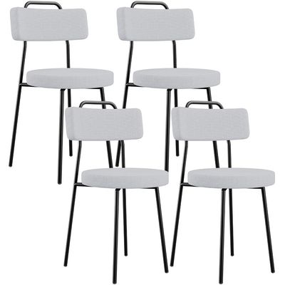 Kit 04 Cadeiras Decorativas Estofada Para Sala De Jantar Barcelona L02 Linho Cinza - Lyam Decor