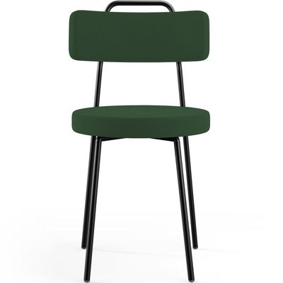 Kit 04 Cadeiras Decorativas Estofada Sala De Jantar Barcelona L02 Suede Verde Musgo - Lyam Decor