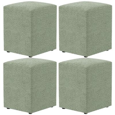 Kit 04 Puffs Quadrado Decorativo Sala De Estar L02 Bouclê Oliva - Lyam Decor