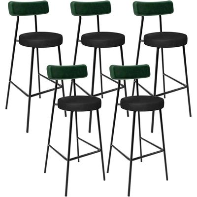 Kit 05 Banquetas Alta Bar Cozinha Sala De Jantar Milão L02 Facto Verde Couríssimo Preto - Lyam Decor