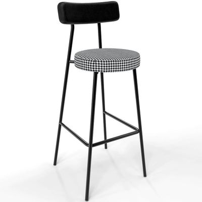 Kit 05 Banquetas Alta Cozinha Sala Jantar Em Aço Milão L02 Couríssimo Preto Pied Poule - Lyam Decor