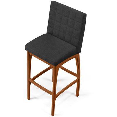 Kit 05 Banquetas Altas Para Cozinha Sala De Jantar Fixa Mila L02 Bouclê Preto - Lyam Decor