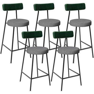 Kit 05 Banquetas Baixa Cozinha E Sala Jantar Bancada Milão L02 Facto Verde Cinza Escuro - Lyam Decor