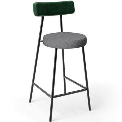 Kit 05 Banquetas Baixa Cozinha E Sala Jantar Bancada Milão L02 Facto Verde Cinza Escuro - Lyam Decor