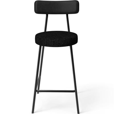 Kit 05 Banquetas Baixa Cozinha Sala Jantar Bancada Milão L02 Couríssimo Preto Linho Chumbo - Lyam Decor