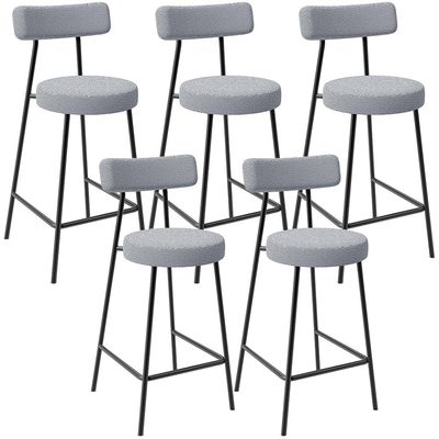 Kit 05 Banquetas Baixa Para Cozinha Sala De Jantar Bar Bancada Milão L02 Bouclê Cinza - Lyam Decor