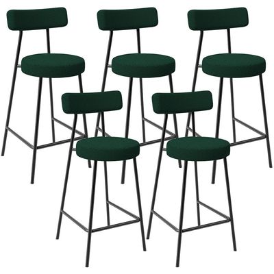 Kit 05 Banquetas Baixa Para Cozinha Sala De Jantar Bar Bancada Milão L02 Bouclê Verde - Lyam Decor