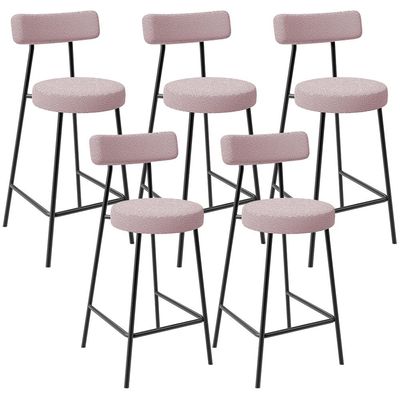 Kit 05 Banquetas Baixa Para Cozinha Sala De Jantar Bar Bancada Milão L02 Bouclê Rosê - Lyam Decor