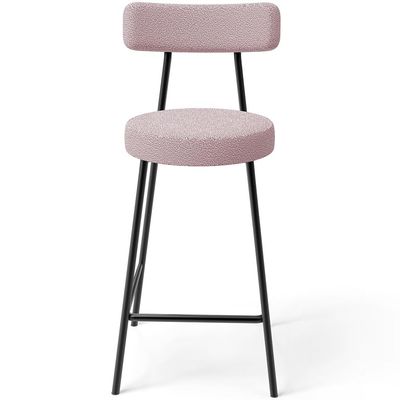 Kit 05 Banquetas Baixa Para Cozinha Sala De Jantar Bar Bancada Milão L02 Bouclê Rosê - Lyam Decor