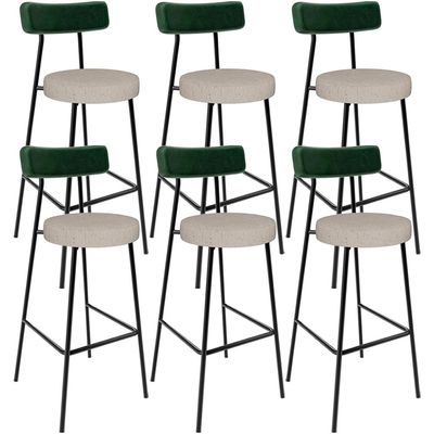 Kit 06 Banquetas Alta Bar Cozinha Sala Jantar Milão L02 Facto Verde Musgo Linho Bege - Lyam Decor