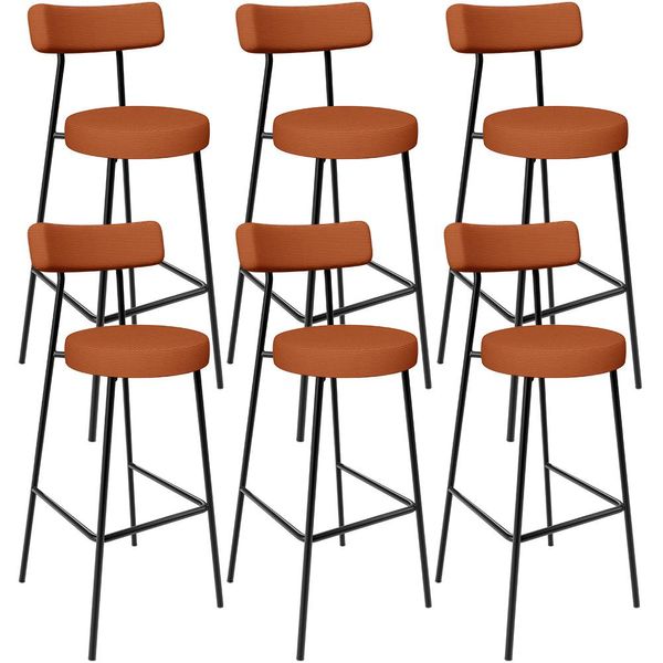 Kit 06 Banquetas Alta Cozinha Bar Sala De Jantar Em Aço Milão L02 Tecido Terracota - Lyam Decor