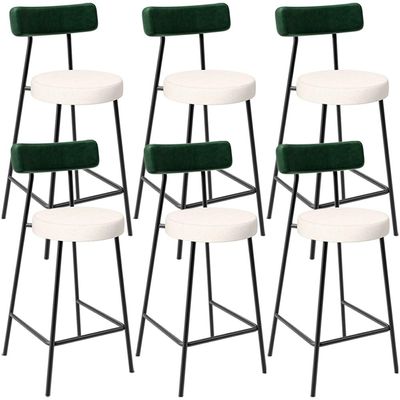 Kit 06 Banquetas Baixa Bar Cozinha E Sala De Jantar Milão L02 Facto Verde Linho Cru - Lyam Decor