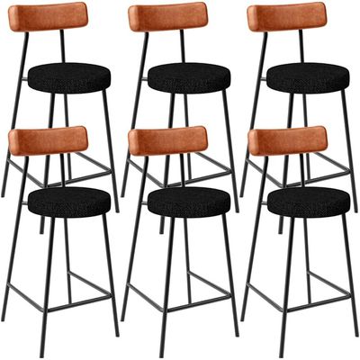 Kit 06 Banquetas Baixa Cozinha Sala Jantar Bancada Milão L02 Couríssimo Camel Linho Chumbo- Lyam Decor