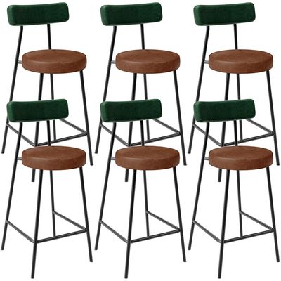 Kit 06 Banquetas Baixa Cozinha Sala Jantar Bancada Milão L02 Facto Verde Marrom  - Lyam Decor