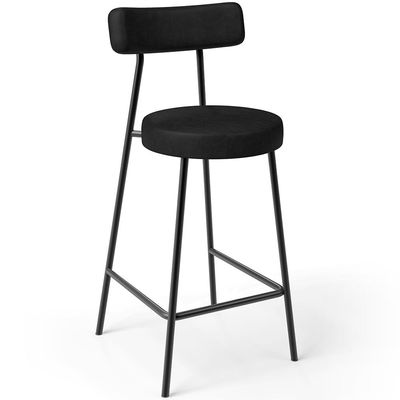 Kit 06 Banquetas Baixa Para Cozinha Sala De Jantar Bancada Milão L02 Couríssimo Preto - Lyam Decor