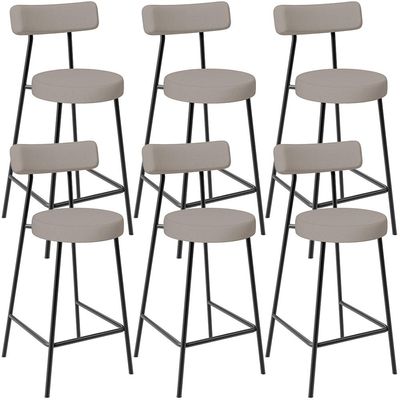 Kit 06 Banquetas Baixa Para Cozinha Sala De Jantar Bancada Milão L02 Linho Bege - Lyam Decor