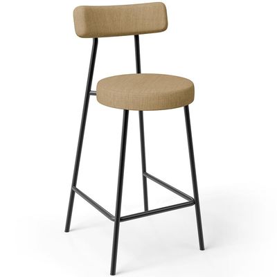 Kit 06 Banquetas Baixa Para Cozinha Sala De Jantar Bancada Milão L02 Linho Bege Escuro - Lyam Decor