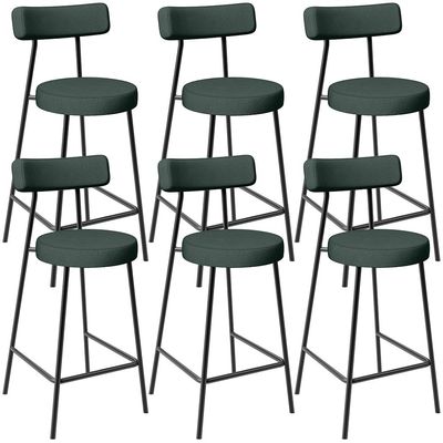 Kit 06 Banquetas Baixa Para Cozinha Sala De Jantar Bancada Milão L02 Linho Verde Musgo - Lyam Decor