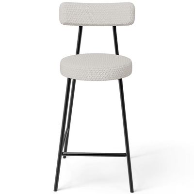 Kit 06 Banquetas Baixa Para Cozinha Sala De Jantar Bar Bancada Milão L02 Bouclê Cru - Lyam Decor