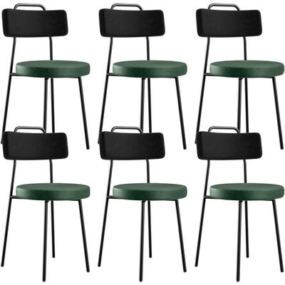 Kit 06 Cadeira Estofada Para Sala Jantar Barcelona L02 Couríssimo Preto Facto Verde Musgo - Lyam
