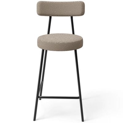 Kit 06 Banquetas Baixa Para Cozinha Sala De Jantar Bar Bancada Milão L02 Bouclê Bege - Lyam Decor