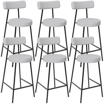 Kit 06 Banquetas Baixa Para Cozinha Sala De Jantar Bancada Milão L02 Linho Cinza - Lyam Decor