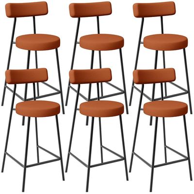 Kit 06 Banquetas Baixa Para Cozinha Sala De Jantar Bancada Milão L02 Tecido Terracota - Lyam Decor