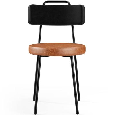 Kit 06 Cadeiras Decorativas Estofada Para Sala Jantar Barcelona L02 Couríssimo Preto Camel - Lyam
