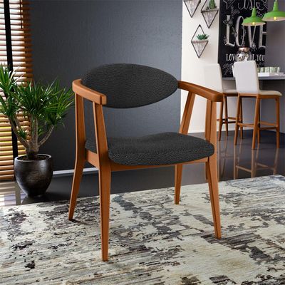 Poltrona Decorativa Para Sala De Estar E Recepção Cecília L02 Bouclê Preto - Lyam Decor