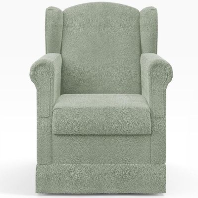 Poltrona De Amamentação Com Balanço E Puff Elisa P02 Bouclê Oliva - Lyam Decor