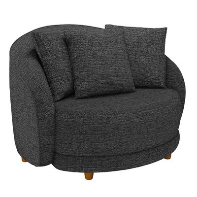 Poltrona Decorativa Para Sala de Estar Fixa Pés Madeira Witta M03 Linho Chumbo - Lyam Decor