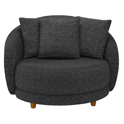 Poltrona Decorativa Para Sala de Estar Fixa Pés Madeira Witta M03 Linho Chumbo - Lyam Decor
