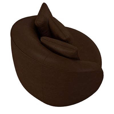 Poltrona Decorativa Para Sala de Estar Fixa Pés Madeira Witta M03 Corano Marrom - Lyam Decor