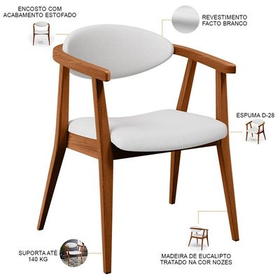 Poltrona Decorativa Para Sala de Estar Jantar Cecília L02 Facto Branco - Lyam Decor