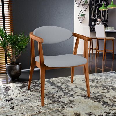 Poltrona Decorativa Para Sala de Estar Jantar Cecília L02 Facto Cinza - Lyam Decor