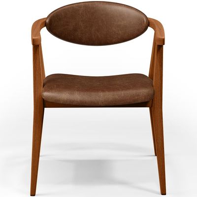 Poltrona Decorativa Para Sala de Estar Jantar Cecília L02 Couríssimo Marrom - Lyam Decor