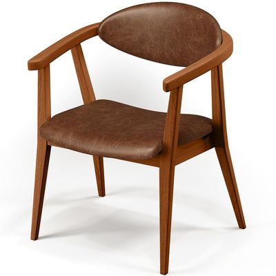 Poltrona Decorativa Para Sala de Estar Jantar Cecília L02 Couríssimo Marrom - Lyam Decor