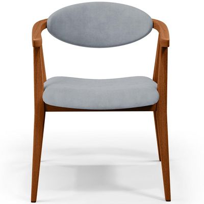 Poltrona Decorativa Para Sala de Estar Jantar Cecília L02 Suede Cinza - Lyam Decor