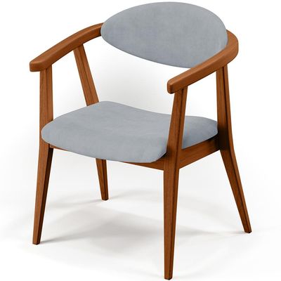 Poltrona Decorativa Para Sala de Estar Jantar Cecília L02 Suede Cinza - Lyam Decor