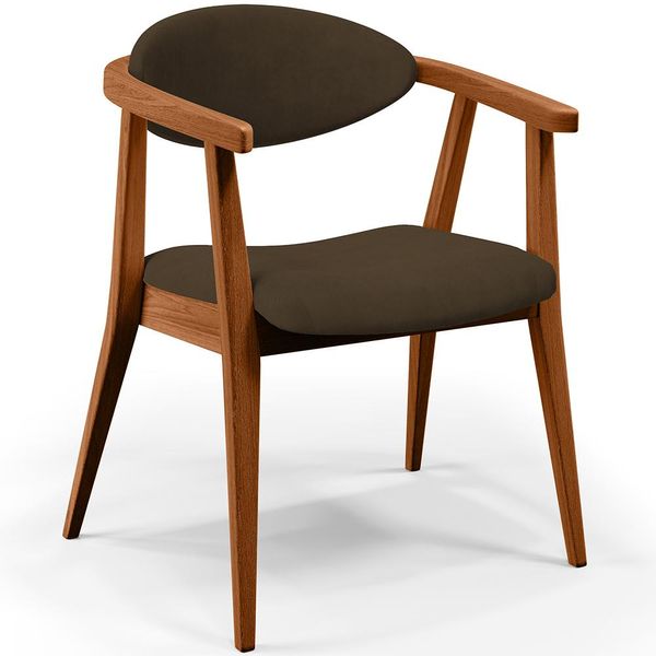Poltrona Decorativa Para Sala de Estar Jantar Cecília L02 Suede Marrom - Lyam Decor
