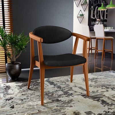 Poltrona Decorativa Para Sala de Estar Jantar Cecília L02 Couríssimo Preto - Lyam Decor