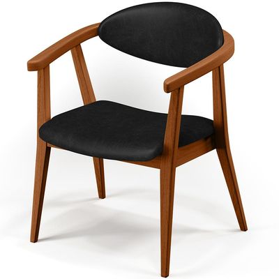 Poltrona Decorativa Para Sala de Estar Jantar Cecília L02 Couríssimo Preto - Lyam Decor