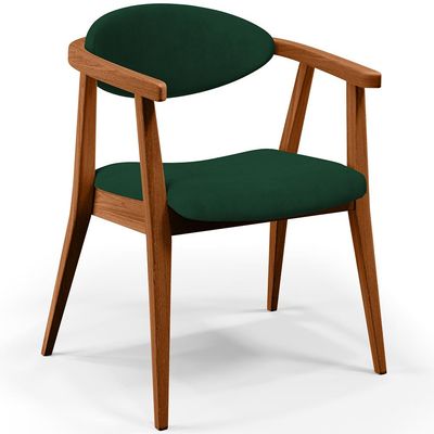 Poltrona Decorativa Para Sala de Estar Jantar Cecília L02 Suede Verde Musgo - Lyam Decor