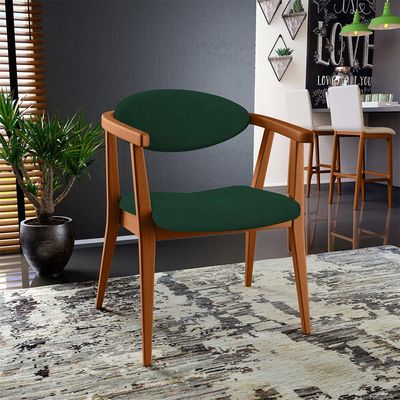 Poltrona Decorativa Para Sala de Estar Jantar Cecília L02 Suede Verde Musgo - Lyam Decor